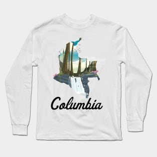 Colombia map travel poster Long Sleeve T-Shirt